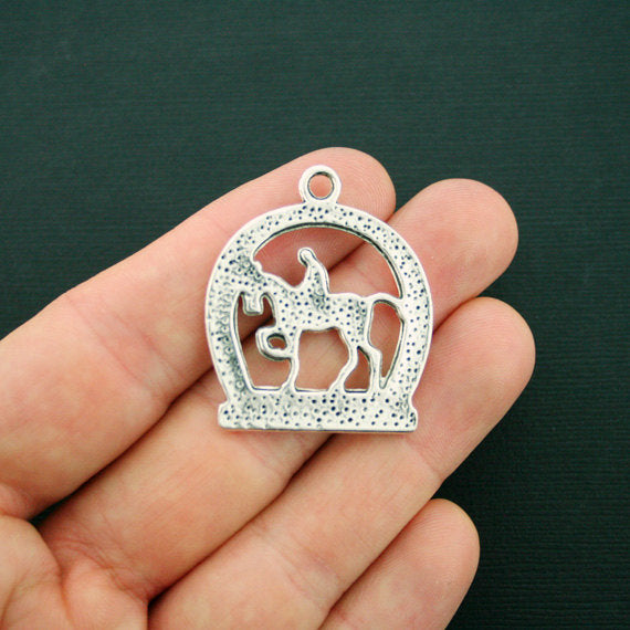 5 Horse Antique Silver Tone Charms - SC6440