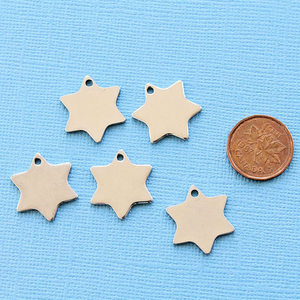 SALE Star Stamping Blanks - Stainless Steel - 20mm x 18mm - 5 Tags - MT086