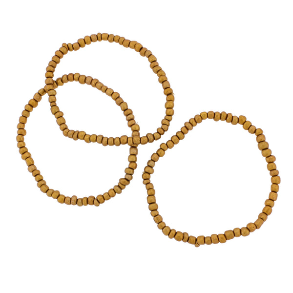 Bracelet Perles de Verre Graines - 65mm - Or - 1 Bracelet - BB101