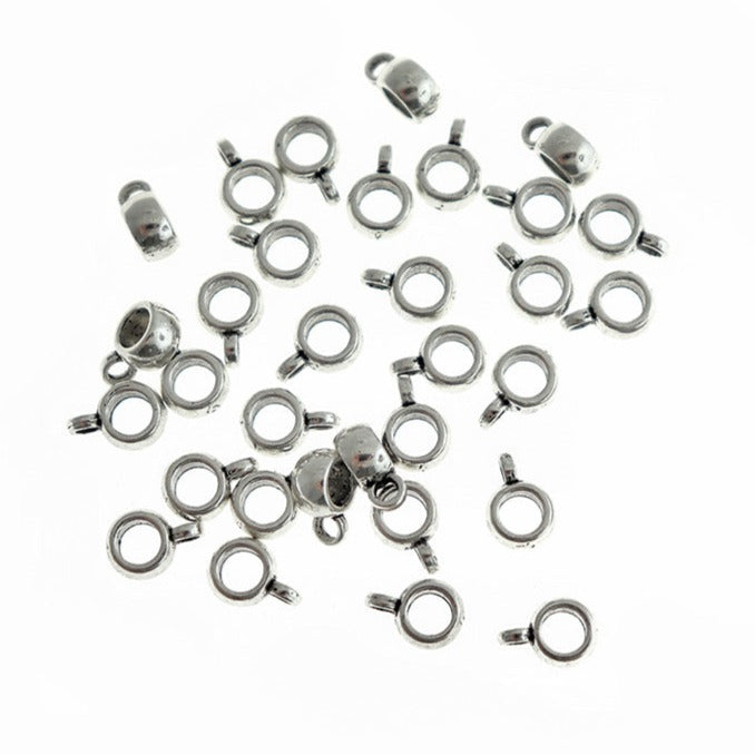 Bail Beads 9mm x 4mm - Antique Silver Tone - 20 Beads - FD831