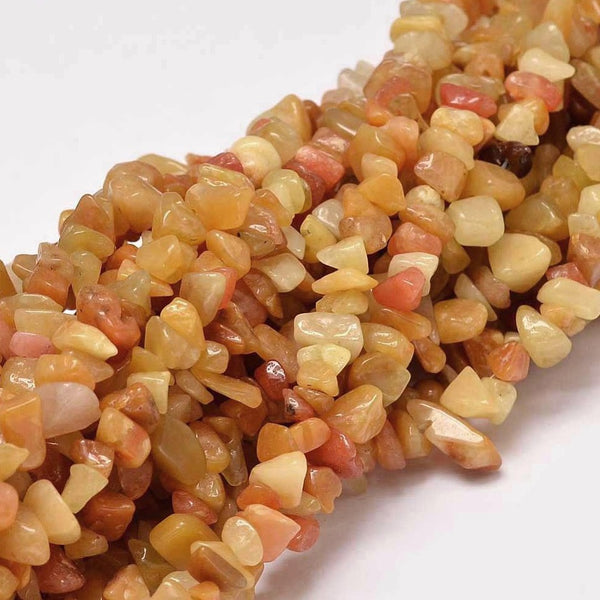 Perles de jade naturel Chip 5mm-10mm - Jade pêche - 1 brin 282 perles - BD1231