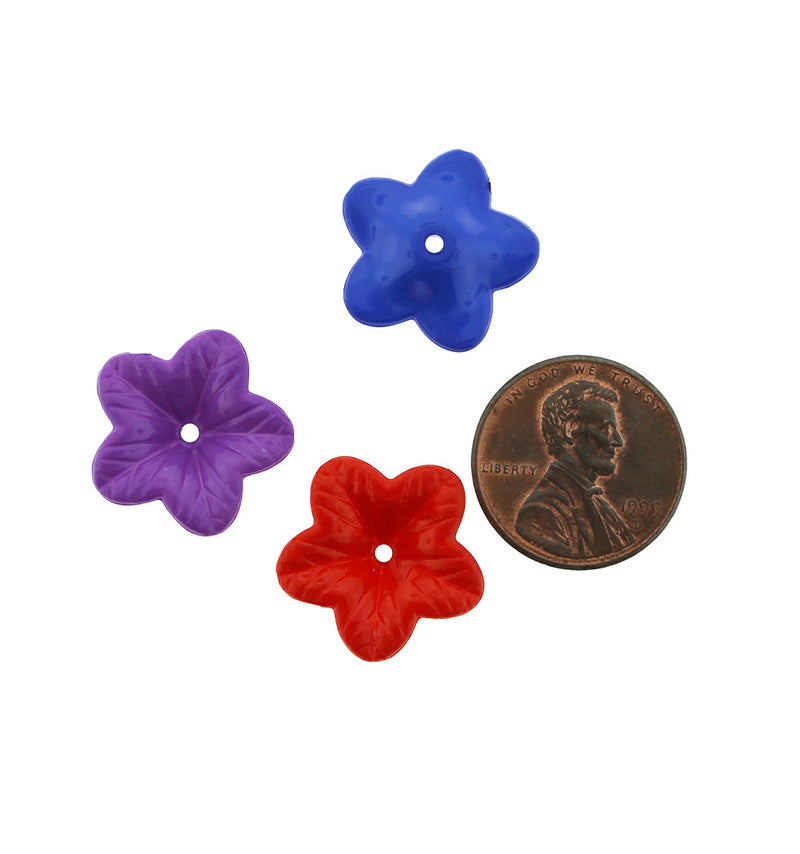 Assorted Color Flower Bead Caps - 16.3mm x 20mm - 50 Pieces - K142