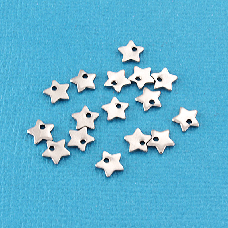 Gouttes de chaîne étoile argentées - 6 mm x 6 mm - 10 pièces - MT216