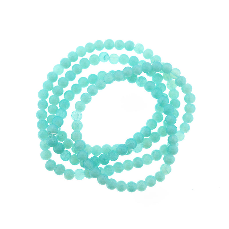 Round Glass Beads 6mm - Sky Crinkle - 1 Strand 145 Beads - BD2346