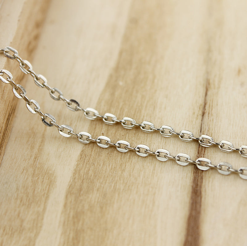 Silver Tone Cable Chain Necklaces 16" - 2mm - 10 Necklaces - N528