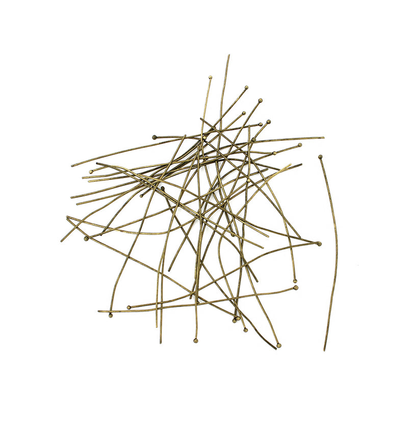 Antique Bronze Tone Ball Head Pins - 7cm - 100 Pieces - PIN058