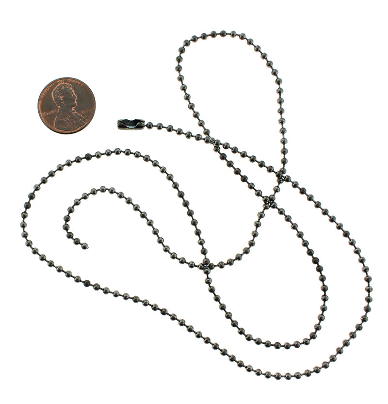 Collier chaîne boule en acier inoxydable noir bronze 28" - 2,5 mm - 1 collier - N173