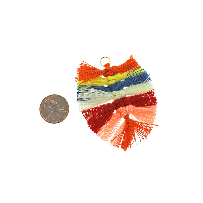 Pompon en polyester avec anneau de saut - Arc-en-ciel - 1 pièce - TSP043
