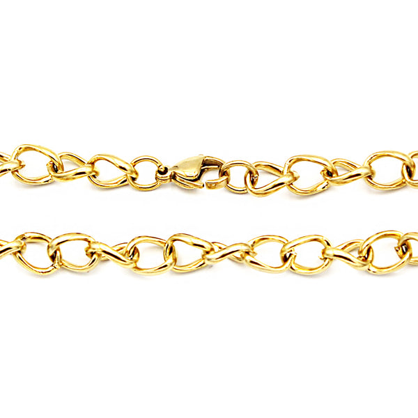 Bracelet chaîne gourmette en acier inoxydable doré 8" - 6 mm - 1 bracelet - N703