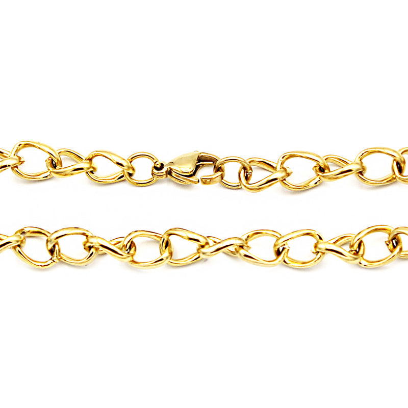Gold Tone Stainless Steel Curb Chain Bracelets 8" - 6mm - 5 Bracelets - N703