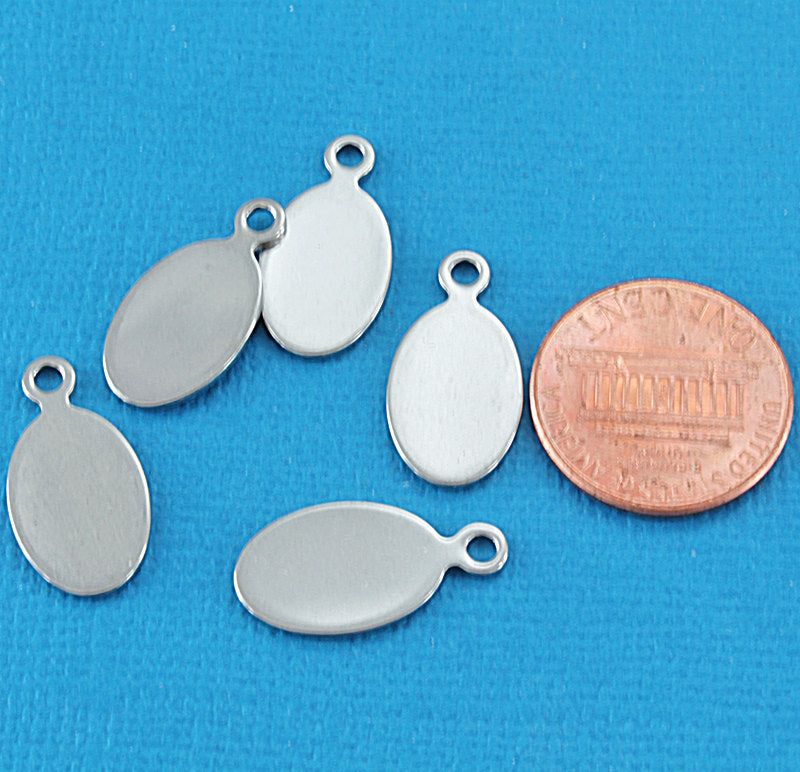 Oval Stamping Blanks - Stainless Steel - 10mm x 20mm - 10 Tags - MT218