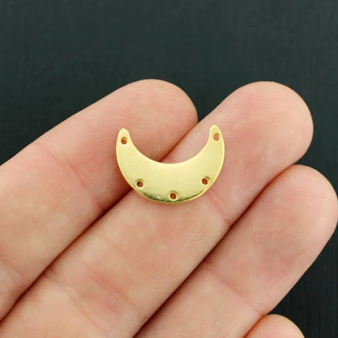 6 Crescent Moon Connector Gold Tone Charms - GC1152