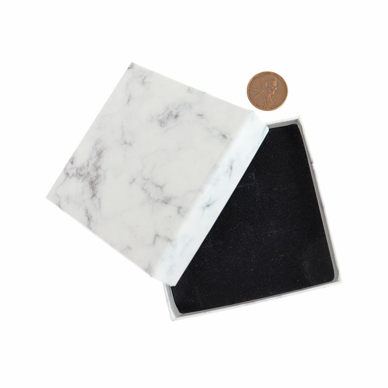 Marble Jewelry Box - Grey and White - 7cm x 7cm - 5 Pieces - TL246