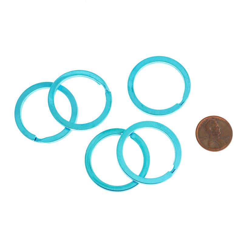 Blue Enamel Plated Key Rings - 33mm - 4 Pieces - FD268