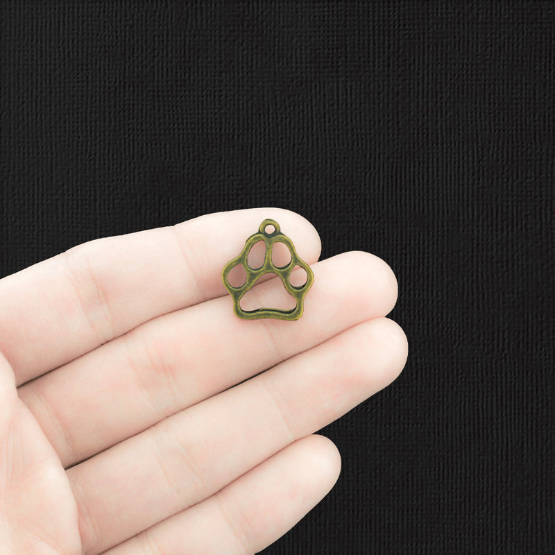 10 breloques de ton bronze antique patte de chien 2 faces - BC327
