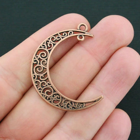4 Crescent Moon Antique Copper Tone Charms- BC1338