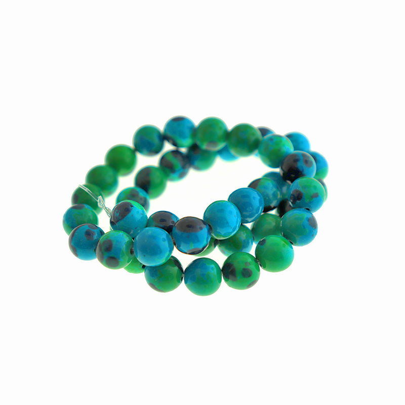 Round Imitation Chrysocolla Beads 10mm - Ocean Blue - 1 Strand 37 Beads - BD1737