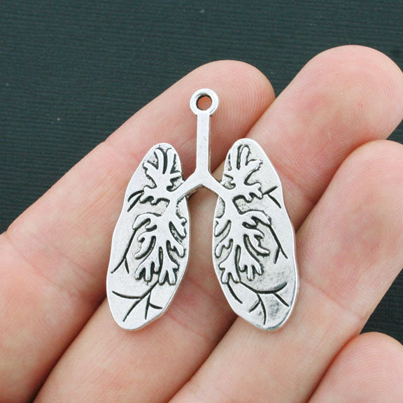 4 Lungs Antique Silver Tone Charms - SC3927