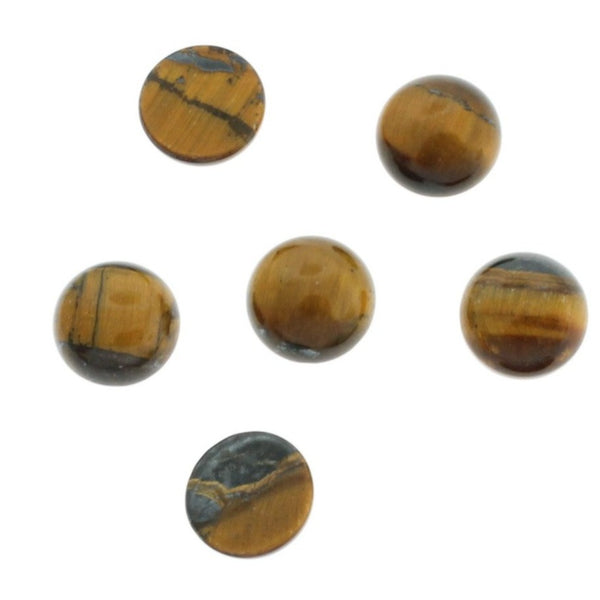 Cabochons en pierre gemme naturelle en œil de tigre 10 mm - 4 pièces - CBD003-G
