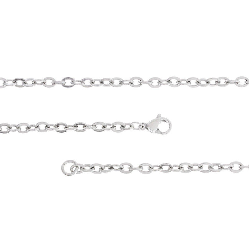Collier de chaîne de câble de ton argent 18" - 2mm - 1 collier - N420