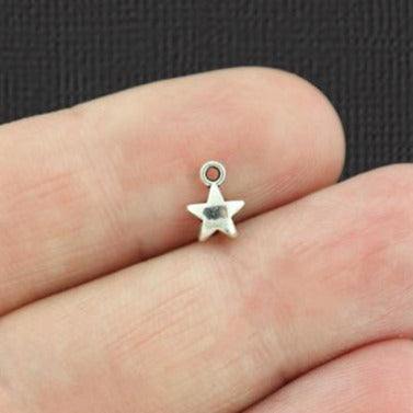 20 Star Antique Silver Tone Charms 2 Sided - SC4180
