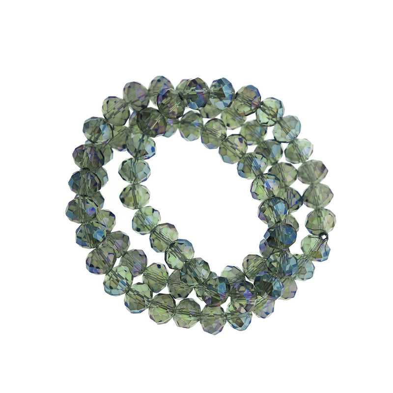 Faceted Glass Beads 8mm x 5mm - Metallic Light Blue - 1 Strand 70 Beads - BD1644