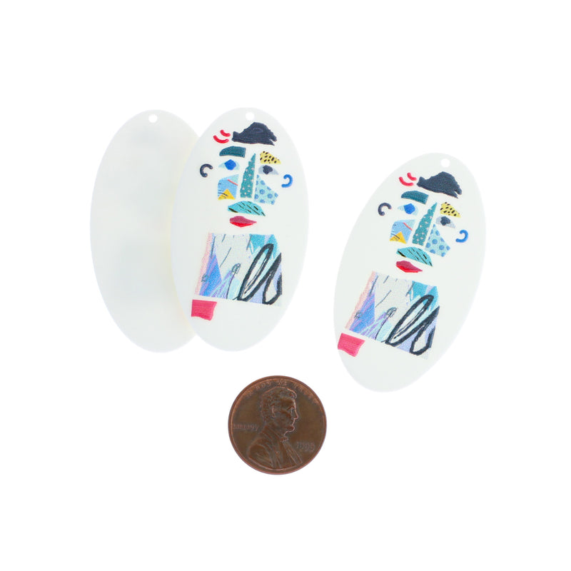 2 Abstract Face Acrylic Charms - K085