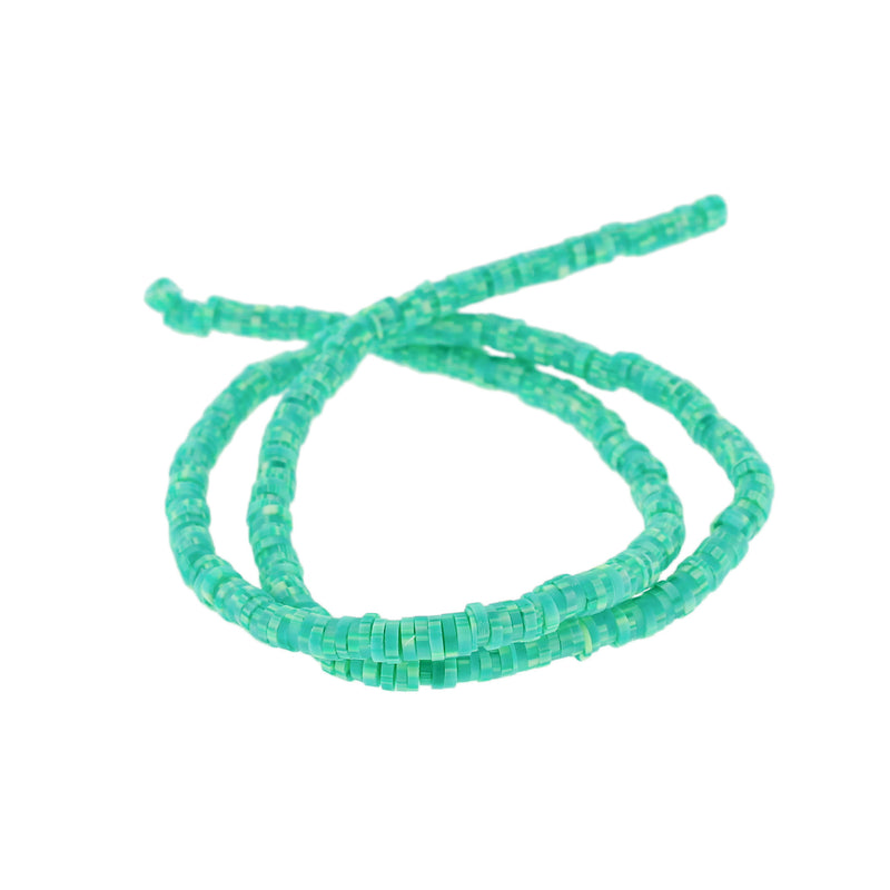 Heishi Polymer Clay Beads 4mm x 1mm - Aquamarine - 1 Strand 350 Beads - BD757