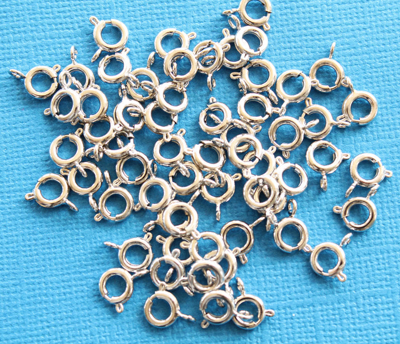 Silver Tone Spring Clasps 6mm - 20 Clasps - FD162