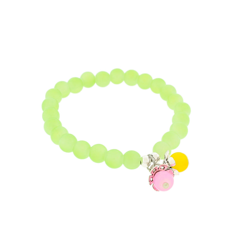 Bracelet Perles Imitation Jade - 50mm - Vert Citron - 1 Bracelet - BB152
