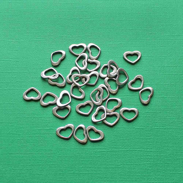 Heart Stainless Steel Jump Rings 14mm x 10mm - Closed 19 Gauge - 6 Rings - MT311