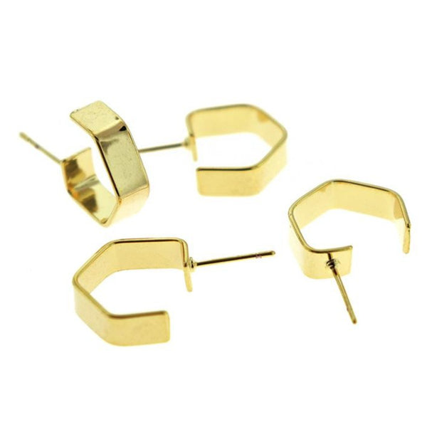 Boucles d'oreilles dorées - Cercle géométrique - 27 mm x 16 mm - 2 pièces 1 paire - FD858