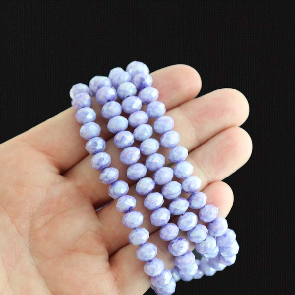 Faceted Glass Beads 8mm x 6mm - Lilac - 1 Strand 64 Beads - BD1450