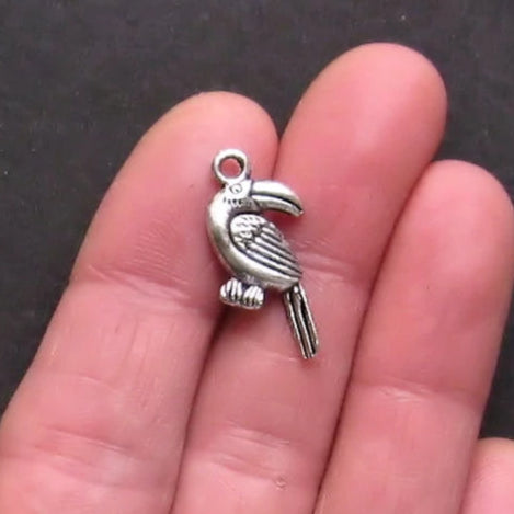 8 Toucan Antique Silver Tone Charms 2 Sided - SC797
