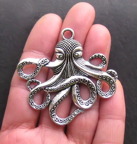 Octopus Antique Silver Tone Charm - SC964