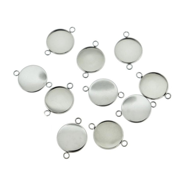 Stainless Steel Cabochon Connector Settings - 16mm Tray - 5 Pieces - CBS001