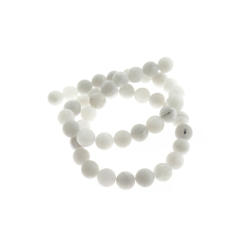 Perles rondes en jade naturel 8 mm - Gris tourterelle givré - 1 rang 46 perles - BD2578