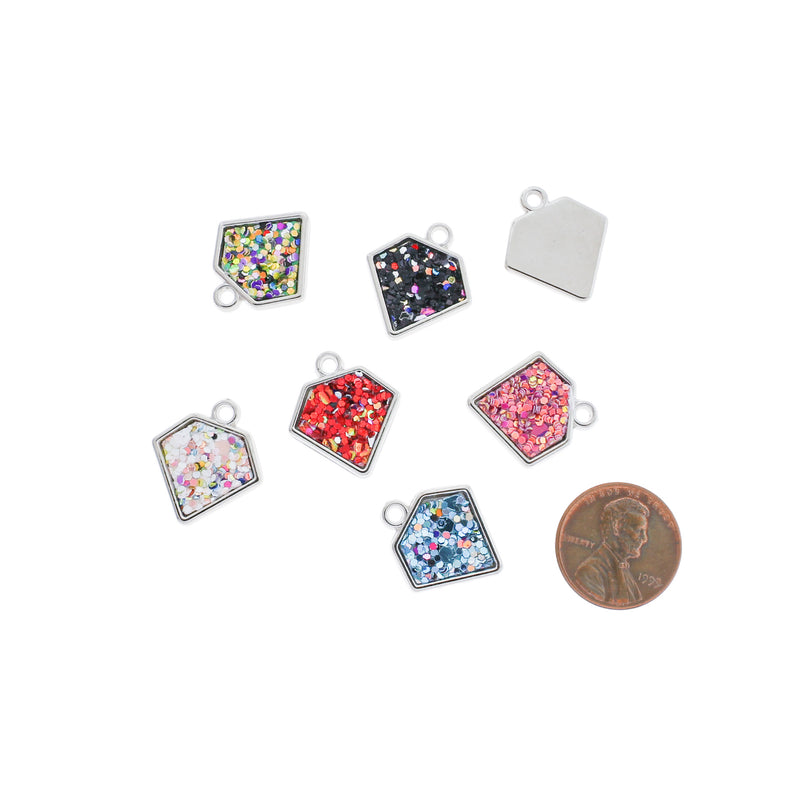 8 breloques en acrylique diamant pailleté assorties - K317