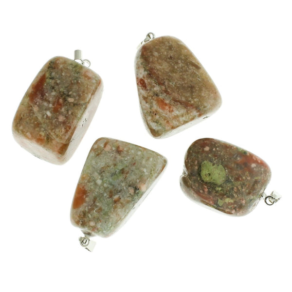 2 pendentifs en pierres précieuses naturelles Unakite 3D - GEM155