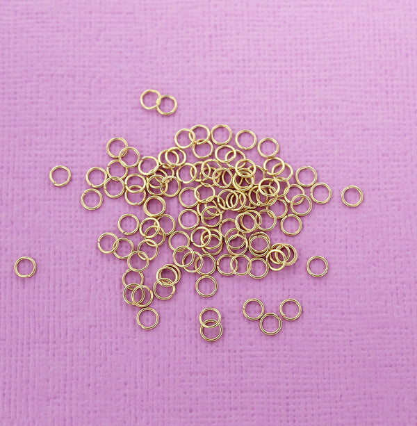 Gold Stainless Steel Jump Rings 4mm x 0.5mm - Open 24 Gauge - 100 Rings - SS049