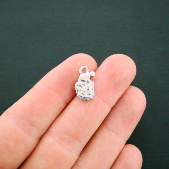 5 Santa Claus Silver Tone Enamel Charms - E270