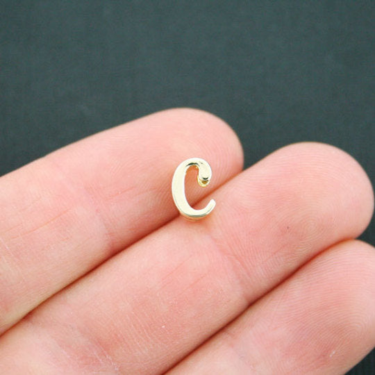 SALE Letter C Spacer Beads 9mm x 4mm - Gold Tone - 4 Beads - GC667