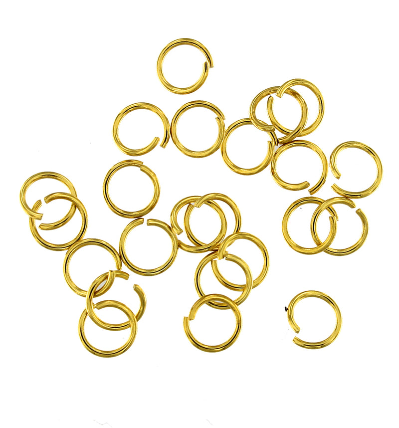 Anneaux en acier inoxydable doré 6 mm - Calibre 21 ouvert - 200 anneaux - J164
