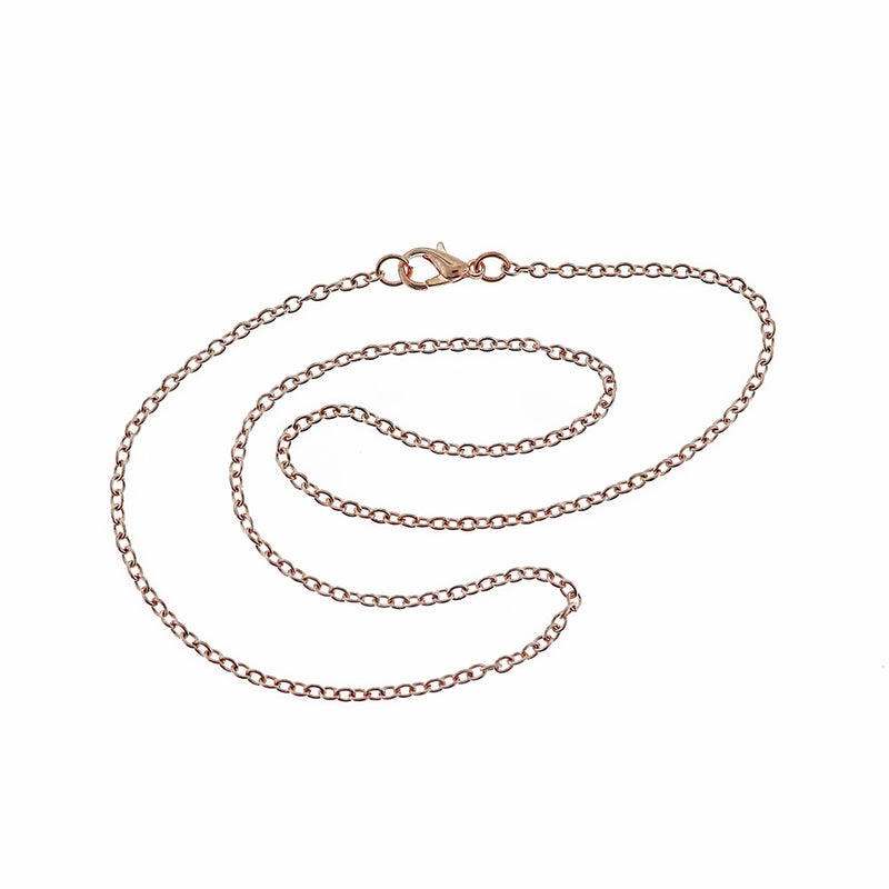 Rose Gold Tone Cable Chain Necklace 18"- 2mm - 10 Necklaces - N591