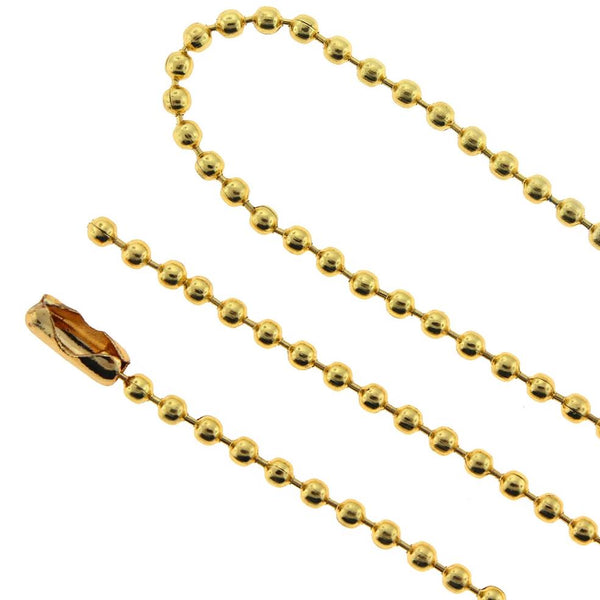 Gold Stainless Steel Ball Chain Necklace 28" - 2.5mm - 1 Necklace - N575