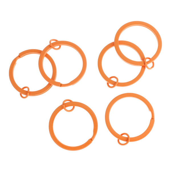 Orange Enamel Key Rings with Attached Jump Ring - 30mm - 4 Pieces - FD165