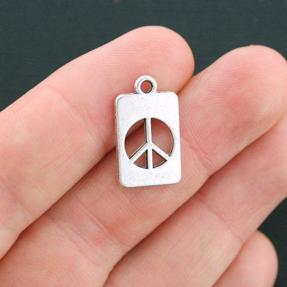 8 Peace Antique Silver Tone Charms 2 Sided - SC4057