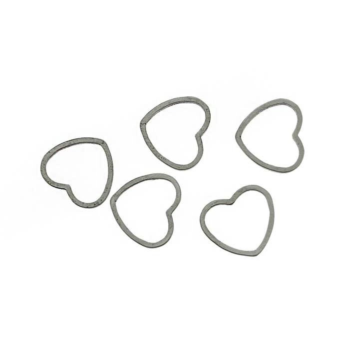 8 Heart Silver Tone Stainless Steel Charms 2 Sided - MT565