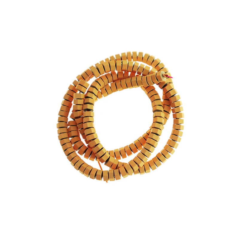 Octagon Hematite Beads 5mm - Goldenrod Yellow - 1 Strand 180 Beads - BD1495