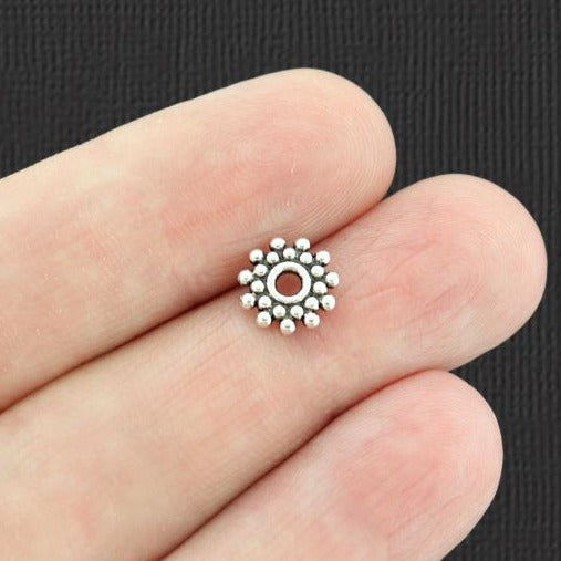 Perles d'espacement marguerite 9 mm - ton argent antique - 50 perles - SC4601